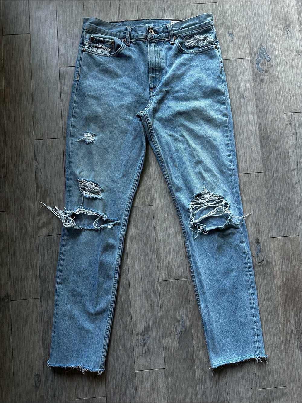 Rag‎ & Bone Light blue distressed slim straight jeans Size 28